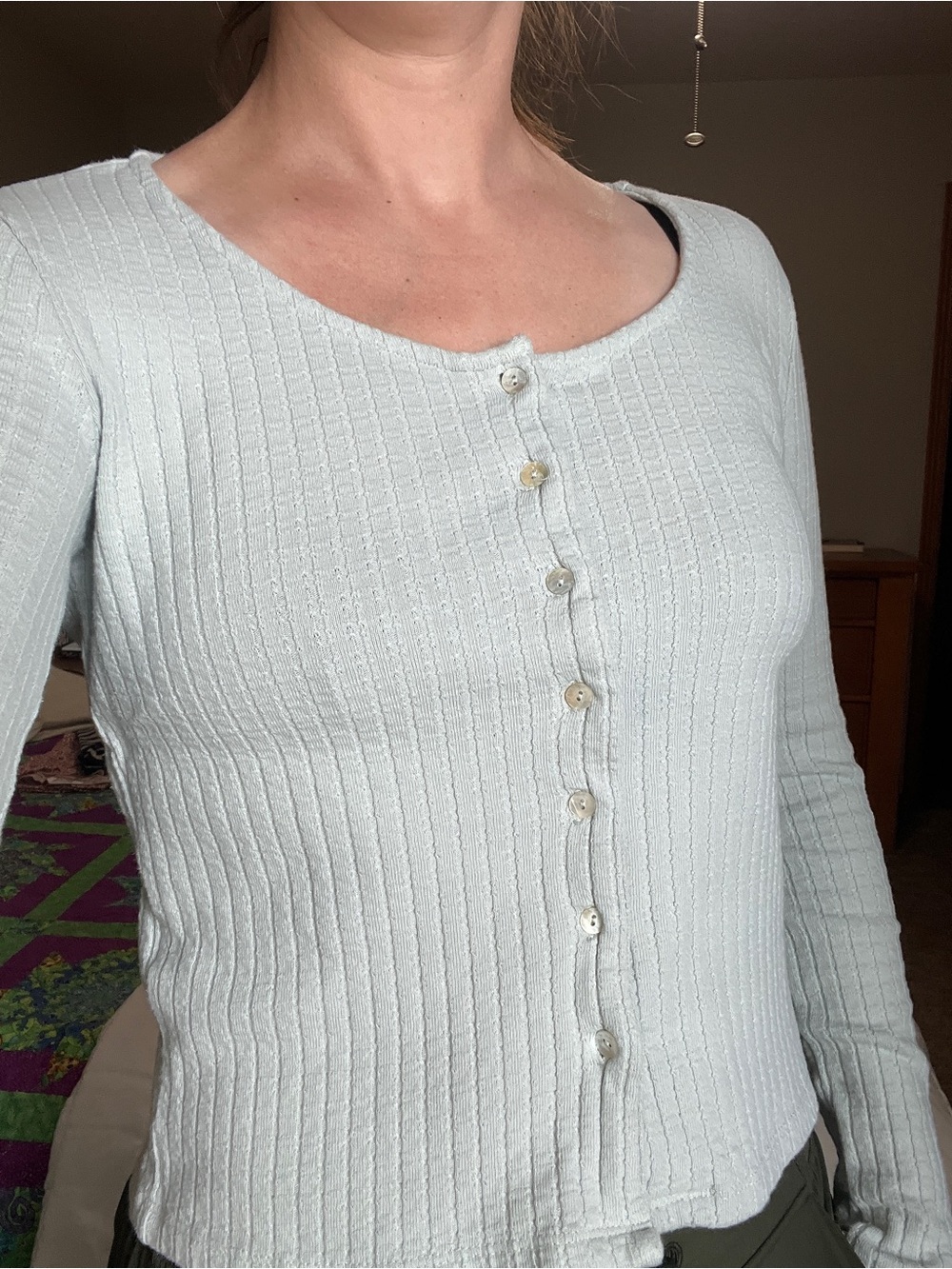 Mango Light Sage Ribbed Knit Top - Picture 14 of 14